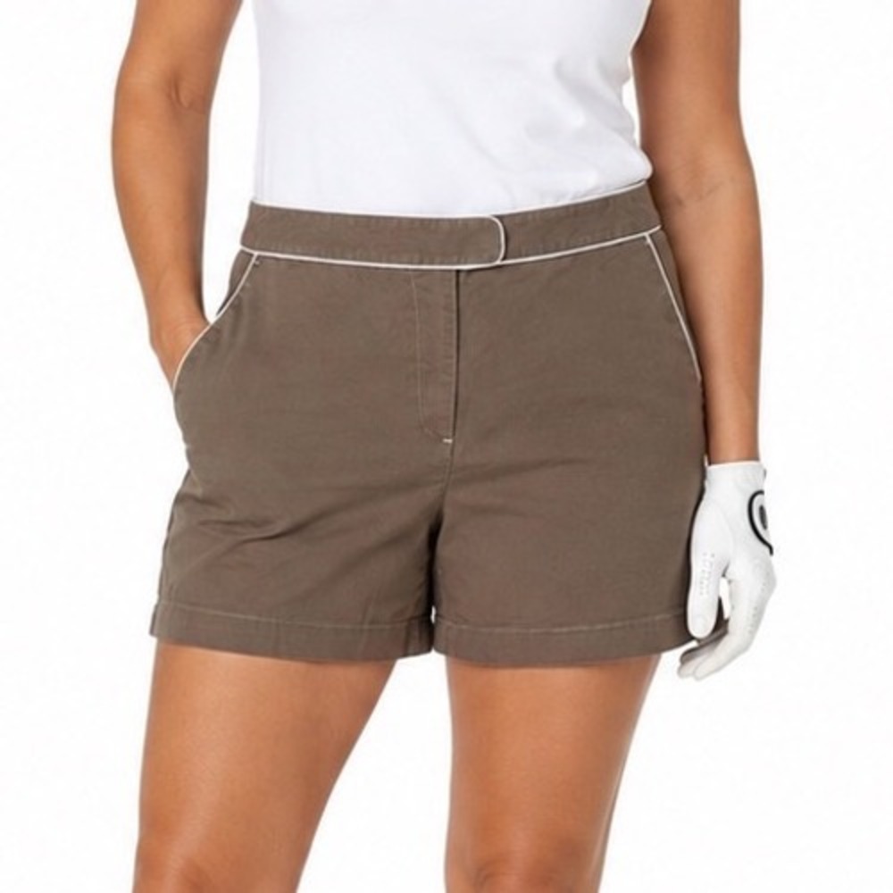 Nike Golf Fit Dry Brown White Piping Athletic Shorts‎ Womens 16 RN56323